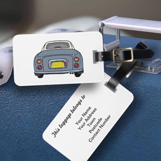 Figarations Lapis Grey Figaro Car Luggage Tag (Fun lapis figgy luggage tag for your road trip adventures. Just add your address details)