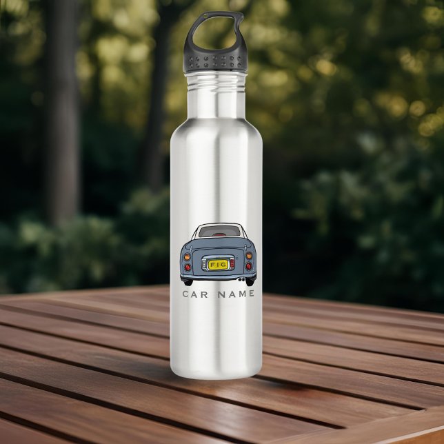 Figarations Lapis Grey Figaro Car Name Monogram Stainless Steel Water Bottle (You can add your car name (or yours) and your initials to this lapis figaro water bottle. )