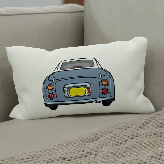 Figarations Lapis Grey Figaro Car Plaid Silhouette Lumbar Pillow (A fun lapis figgy lumbar pillow for your car or home. You can easily change the background colour)