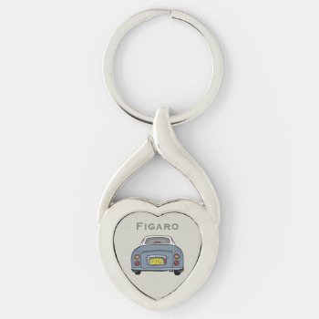 Figarations Lapis Grey Figaro Car Silver Heart Keychain by Figarations at Zazzle