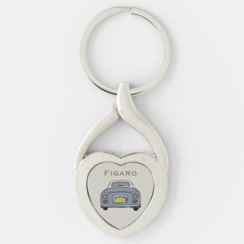 Figarations Lapis Grey Figaro Car Silver Heart Keychain