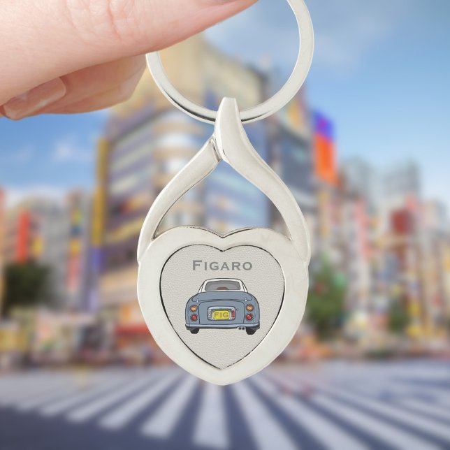 Figarations Lapis Grey Figaro Car Silver Heart Keychain (For your figaro car keys. Just add your name and initials)