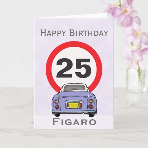 Figarations Lilac Figaro Car Birthday Card