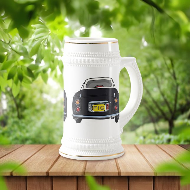 Figarations Monogram Black Figaro Car Beer Stein (Fun figaro beer stein for the black figaro driver (when they are not driving) Add your initials)