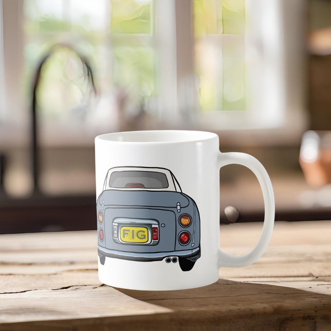 Figarations Monogram Lapis Grey Figaro Car Coffee Mug (Fun lapis figaro mug with space for your initials)