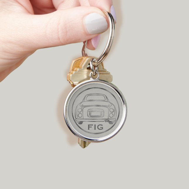 Figarations Monogram Topaz Mist Silver Figaro Keychain (Add your initials! Perfect for your topaz mist figaro car keys)