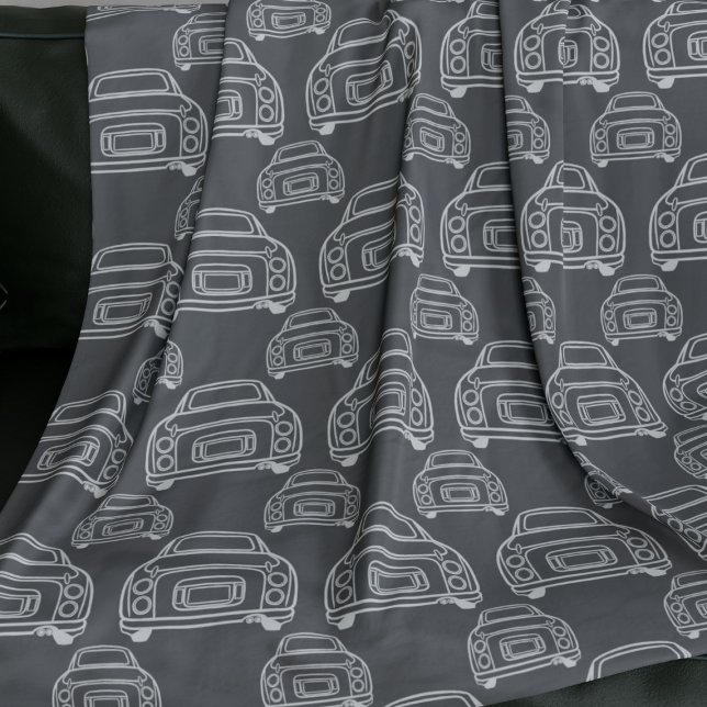 Figarations Monoline Grey Figaro Car Pattern Fleece Blanket (Fun figgy blanket for your car. You can easily change the background colour)