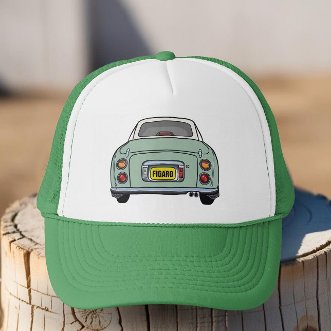Figarations Name Emerald Green Figaro Car Trucker Hat (Perfect trucker hat for the  Emerald Green Figaro Driver. Add your name or initials)