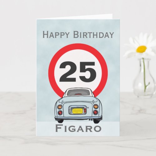 Figarations Pale Aqua Figaro Car Birthday Card