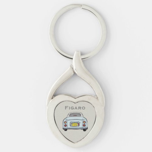 Figarations Pale Aqua Figaro Car Silver Heart Keychain