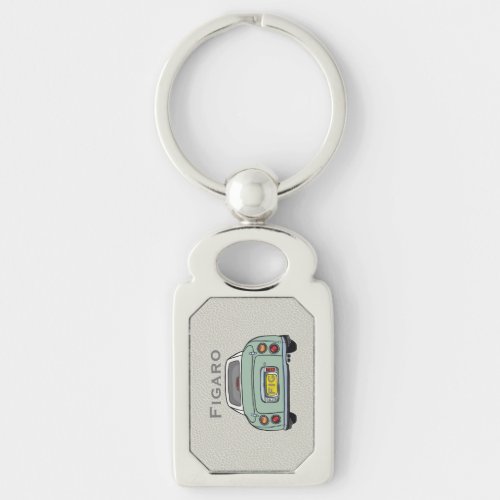 Figarations Pale Green Figaro Car Monogram Silver Keychain