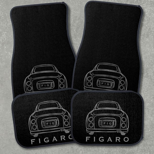 Figarations Personalised Black Silver Figaro Motor Car Floor Mat (Great addition for your figaro car. Add your initials!)