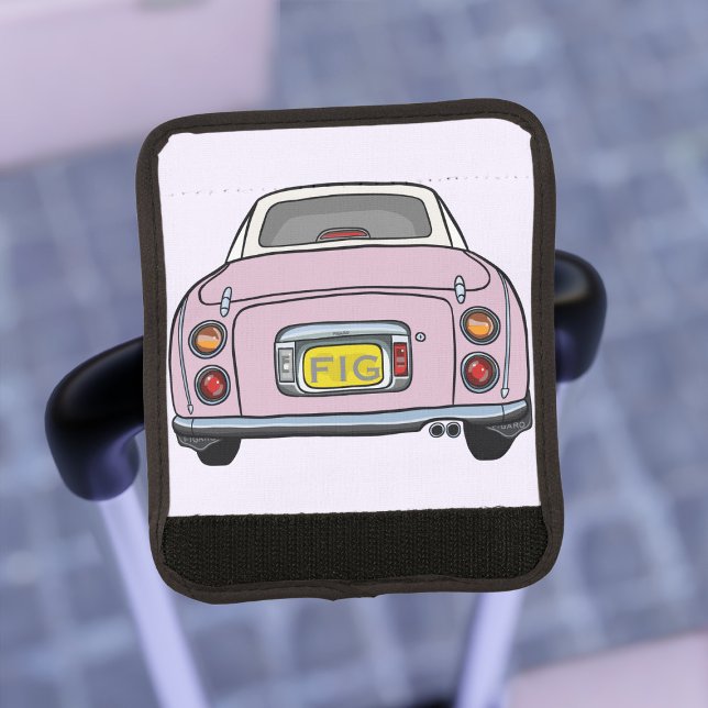 Figarations Pink Figaro Car Luggage Handle Wrap (A fun pink figgy luggage handle wrap to attach to your luggage. Just add your initials)