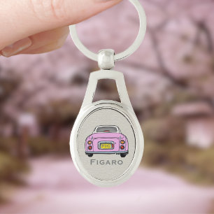 Figarations Pink Figaro Car Monogram Oval Silver Keychain