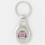 Figarations Pink Figaro Car Monogram Oval Silver Keychain at Zazzle