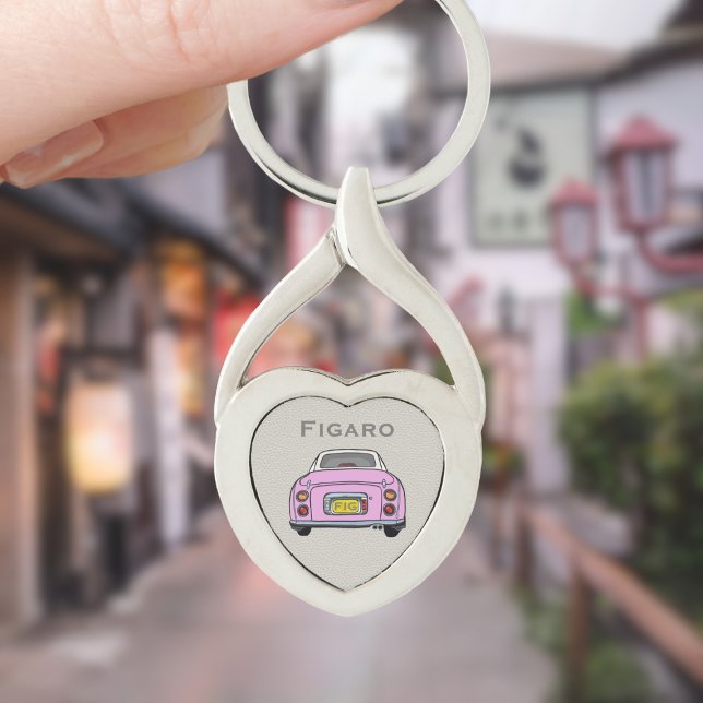 Figarations Pink Figaro Car Monogram Silver Heart Keychain (For your figaro car keys. Just add your name and initials)