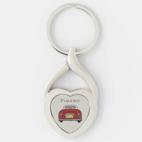 Figarations Red Figaro Car Monogram Silver Heart Keychain