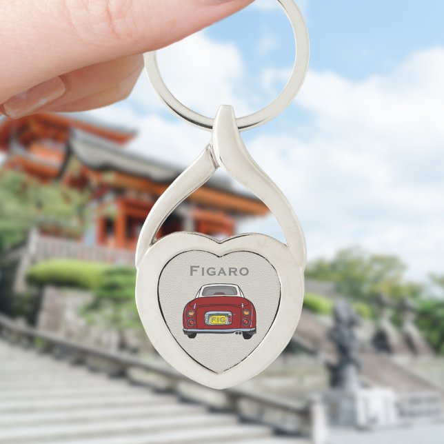 Figarations Red Figaro Car Monogram Silver Heart Keychain (For your figaro car keys. Just add your name and initials)