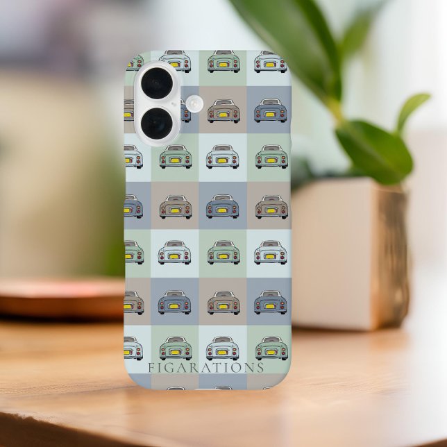 Figarations Season Figaro Car Pattern Name Case-Mate iPhone Case (Cute figaro phone case with space for your name. All the original cars. It's Figaro Season!)