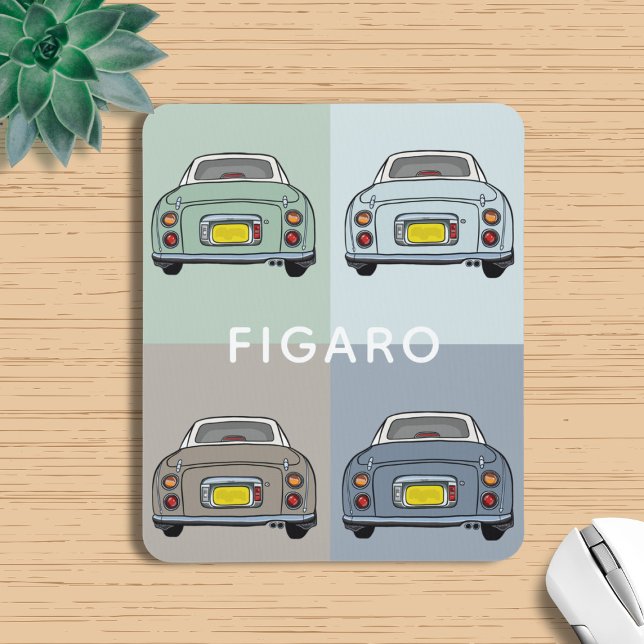 Figarations Seasons of Figaro Car Pattern Name Mouse Pad (Love all the colours of figaro cars and need a mouse mat? Add your name to this one!)