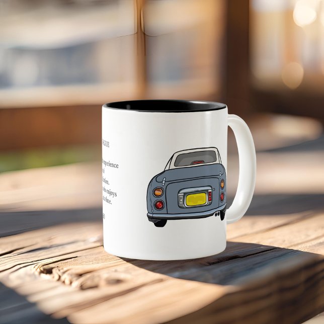 Figarations Tokyo Quote Lapis Grey Figaro Car Two-Tone Coffee Mug (Perfect mug for those that like to savour life one day at a time.)
