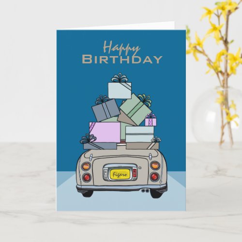 Figarations Topaz Mist Figaro Car Birthday Card