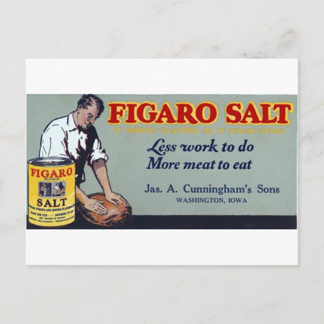 Figaro Salt Ad Washington,IA Postcard (Front)