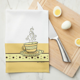 Figdewdrop Relax Cup Gold Acorn Kitchen Towel