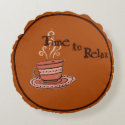 figdewdrop Time to Relax Brown Round Pillow 