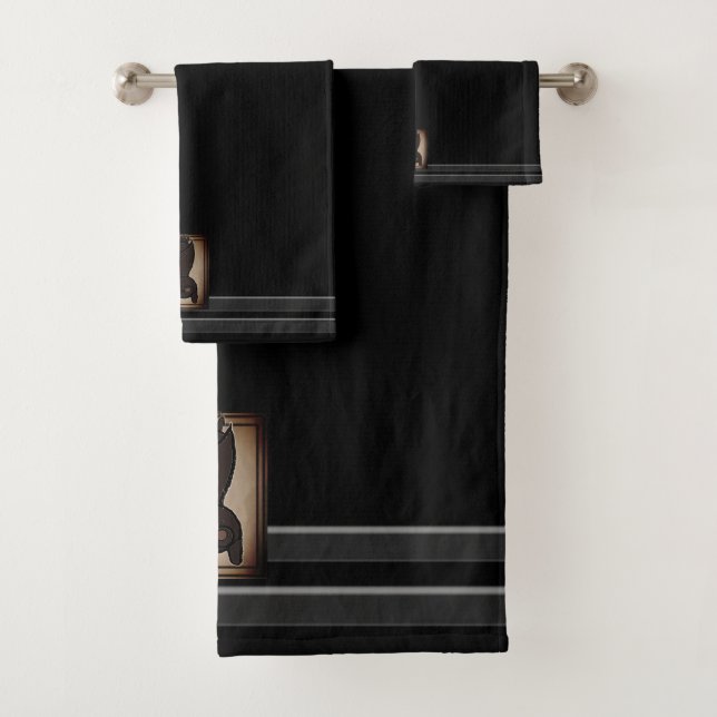 figdewdrops Blinky the Bat Black Bath Towel Set  (Insitu)