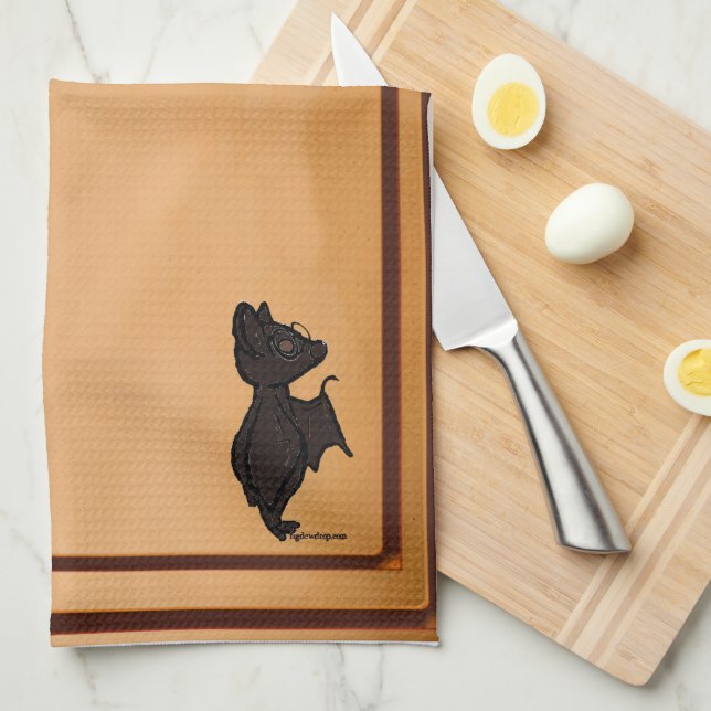 figdewdrops Blinky the Bat kitchen towel (Quarter Fold)