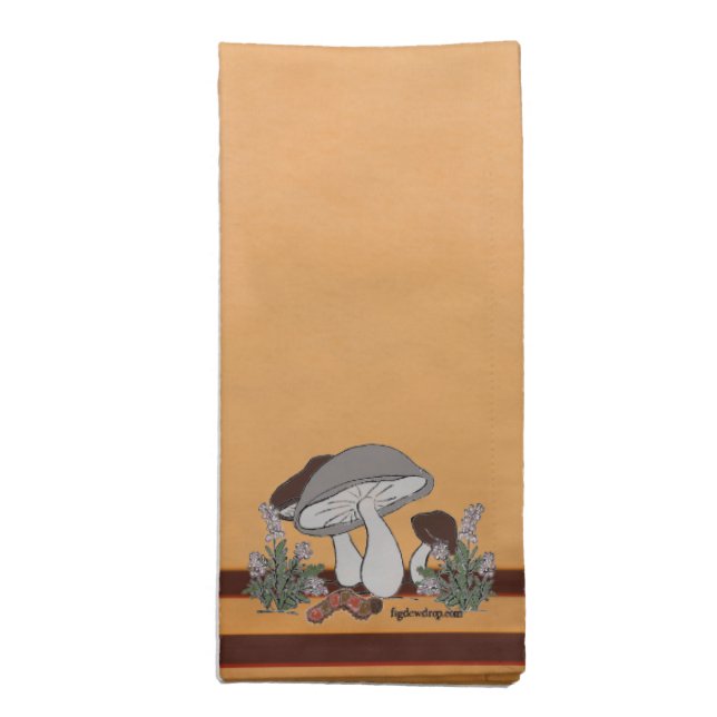 figdewdrops caterpillar mushrm brn cloth napkin (Folded)