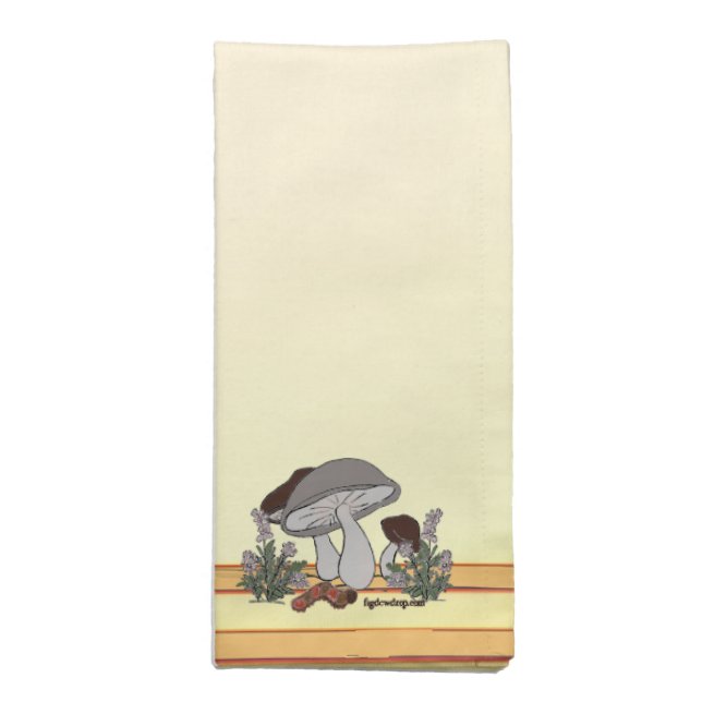 figdewdrops caterpillar mushrm gold cloth napkin (Folded)