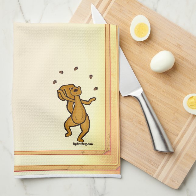 figdewdrops Juggling Squirrel kitchen towel (Quarter Fold)