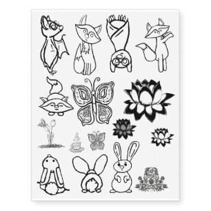 figdewdrops outlined art Temporary Tattoos