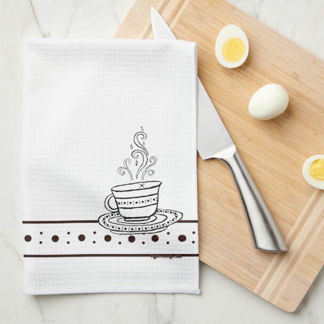 figdewdrops White Relax Cup kitchen towel (Quarter Fold)
