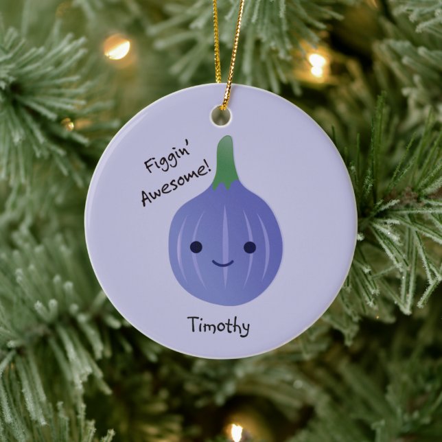figgin Awesome Fig Pun Ceramic Ornament (Tree)