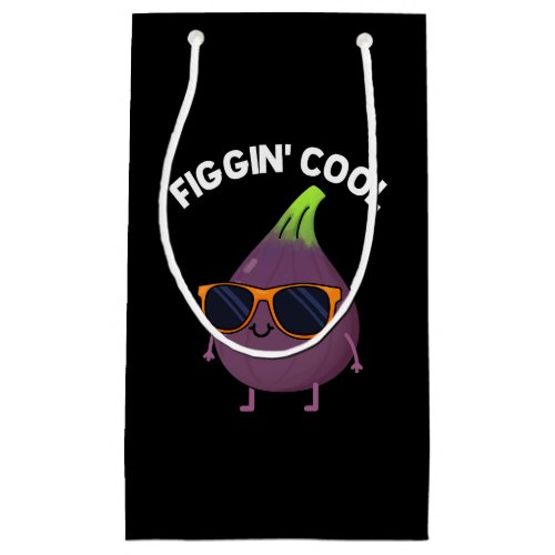 Figgin Cool Funny Fig Food Pun Dark BG Small Gift Bag