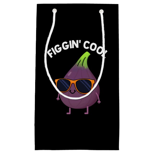 Figgin Cool Funny Fig Food Pun Dark BG Small Gift Bag (Front)