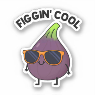 Figgin Cool Funny Fig Food Pun Sticker