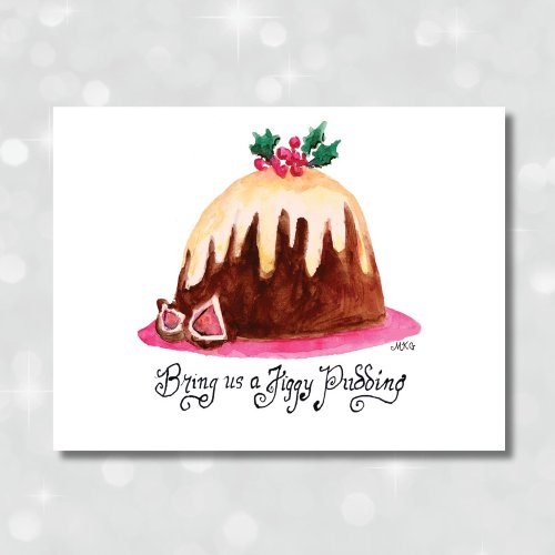 Figgy Pudding Recipe Cute Hand_Drawn Christmas Holiday Card
