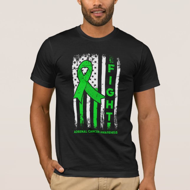 Fight adrenal cancer awareness on flag Design T-Shirt (Front)