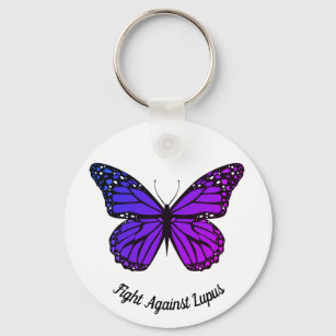 Fight Against Lupus Pretty Purple Butterfly Keychain