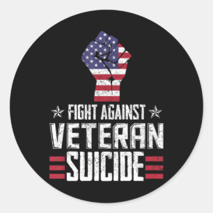 Fight Against Veteran Suicide Awareness Day Classic Round Sticker