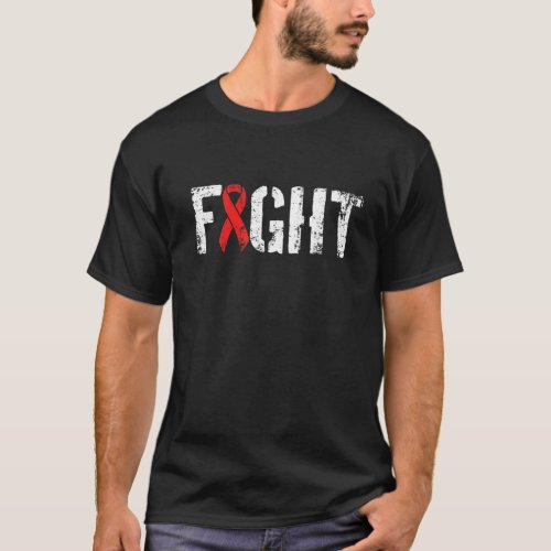 Fight AIDS HIV Military Style Red Awareness Ribbon T-Shirt