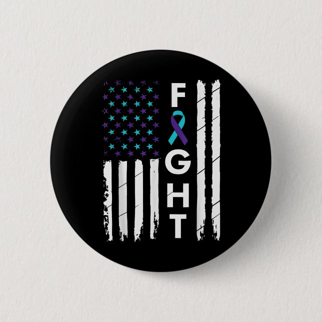 Fight American Flag Ribbon Suicide Prevention Awar Button (Front)