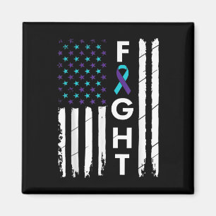 Fight American Flag Ribbon Suicide Prevention Awar Magnet