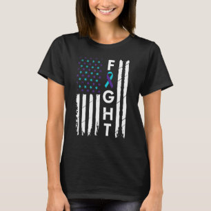 Fight American Flag Ribbon Suicide Prevention Awar T-Shirt