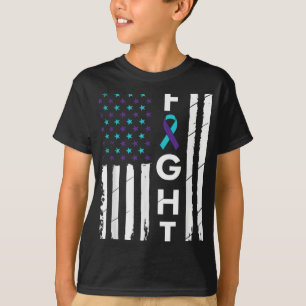 Fight American Flag Ribbon Suicide Prevention Awar T-Shirt