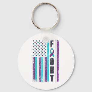 Fight American Flag Suicide Prevention Awareness 4 Keychain